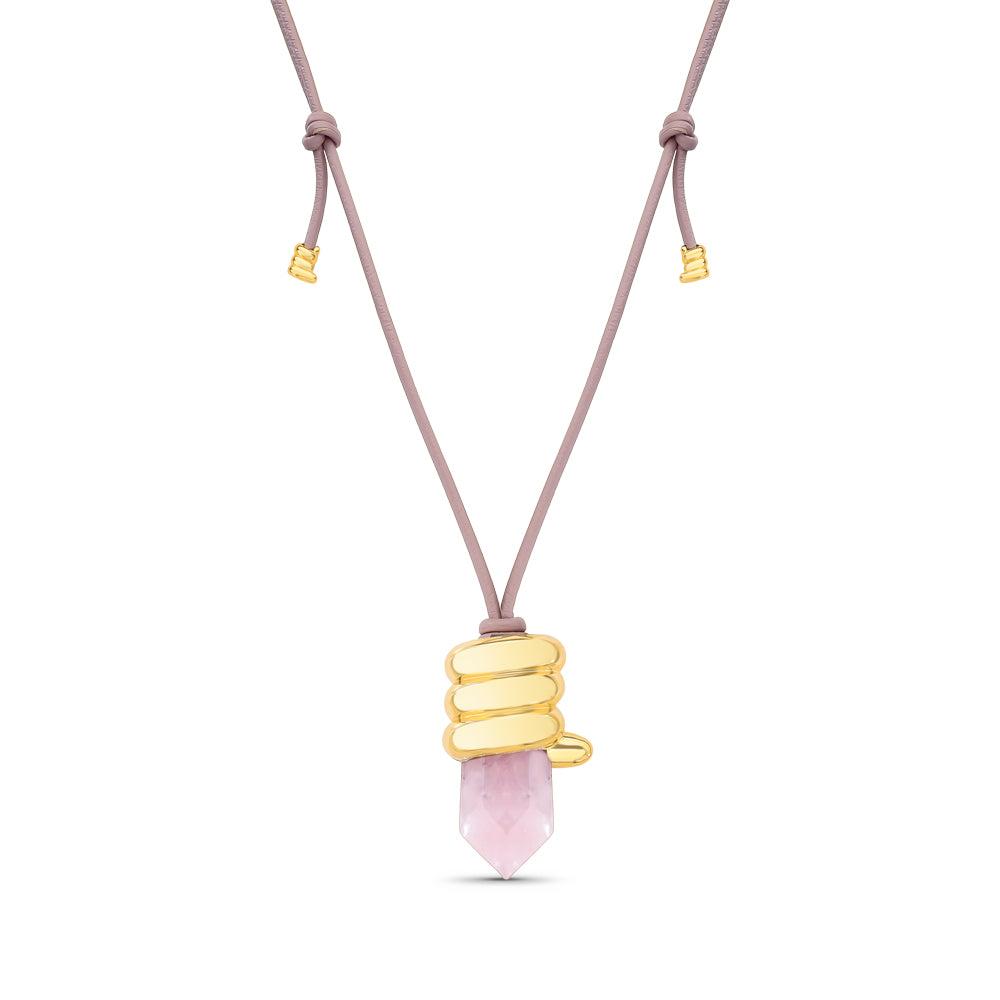 Colar Aurum Soleah + Maria Dolores Quartzo Rosa