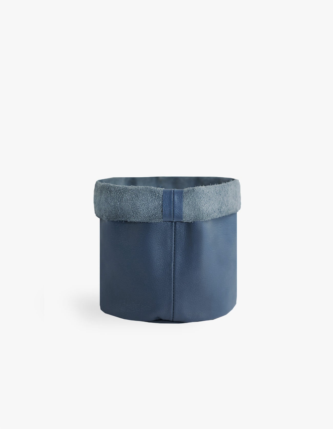 Cachepot de Couro Krystallos Azul P