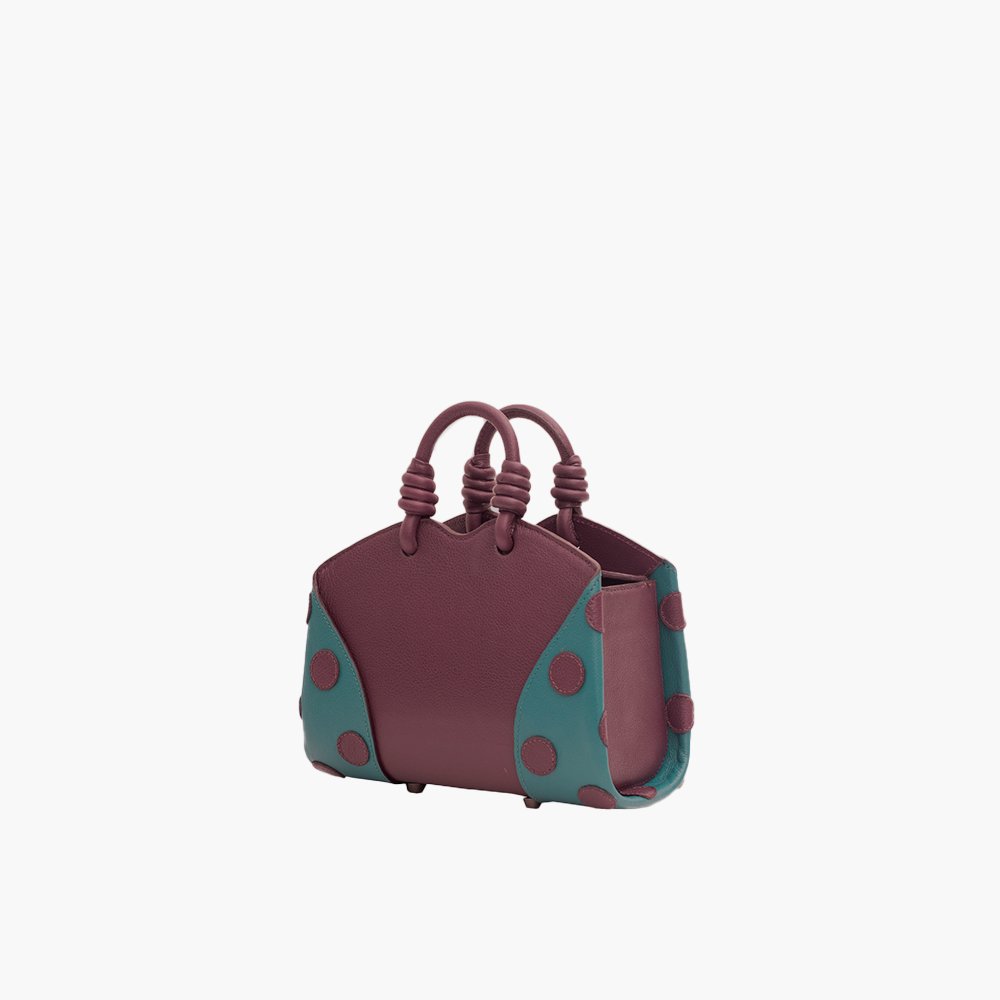 Bolsa Baby Baú Carmen Roxo Berinjela com Verde Alga Marinha