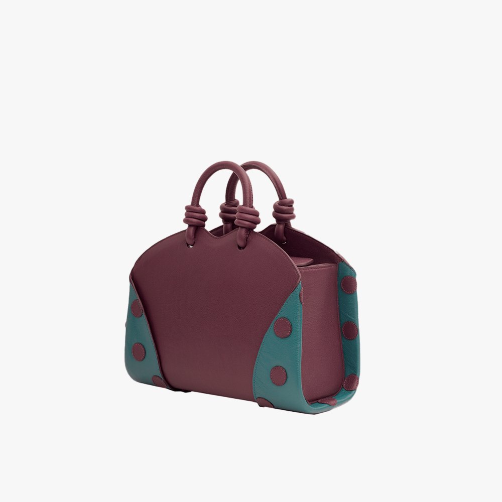 Bolsa Mini Baú Carmen Roxo Berinjela com Verde Alga Marinha