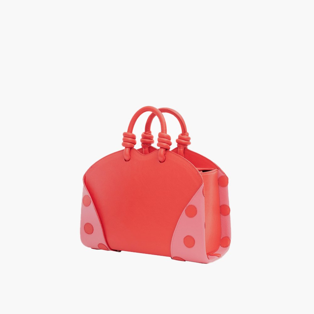 Bolsa Mini Baú Carmen Vermelho Pop Red com Rosa Pink Gum