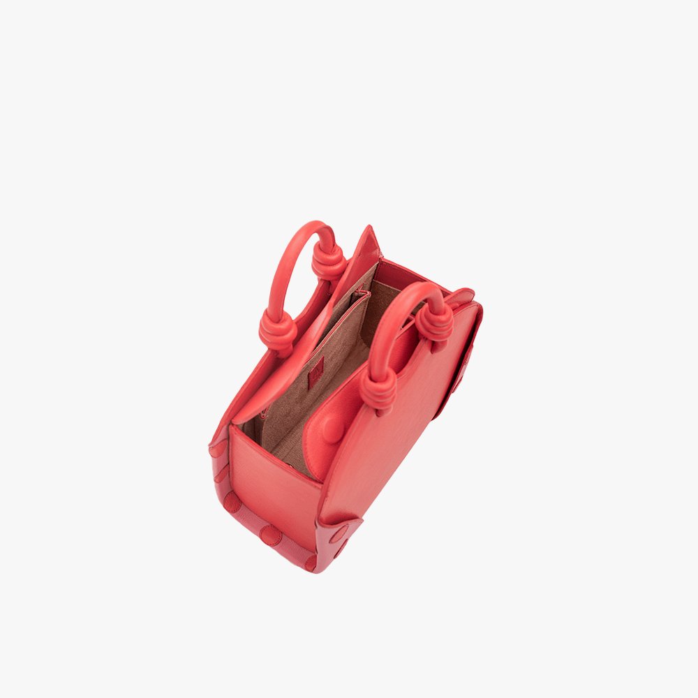 Bolsa Mini Baú Carmen Vermelho Pop Red com Rosa Pink Gum