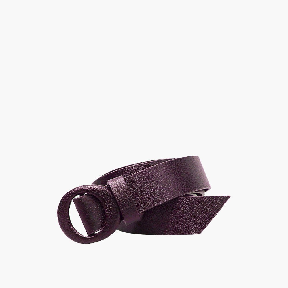 Cinto Fino Feminino de Couro Krystallos Roxo