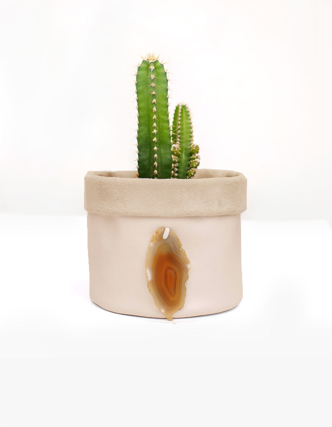 Cachepot de Couro Krystallos Off White P