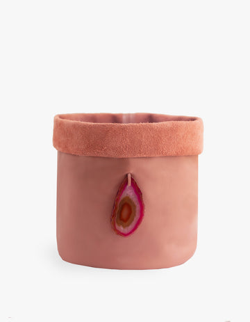 Cachepot de Couro Krystallos Rosa M