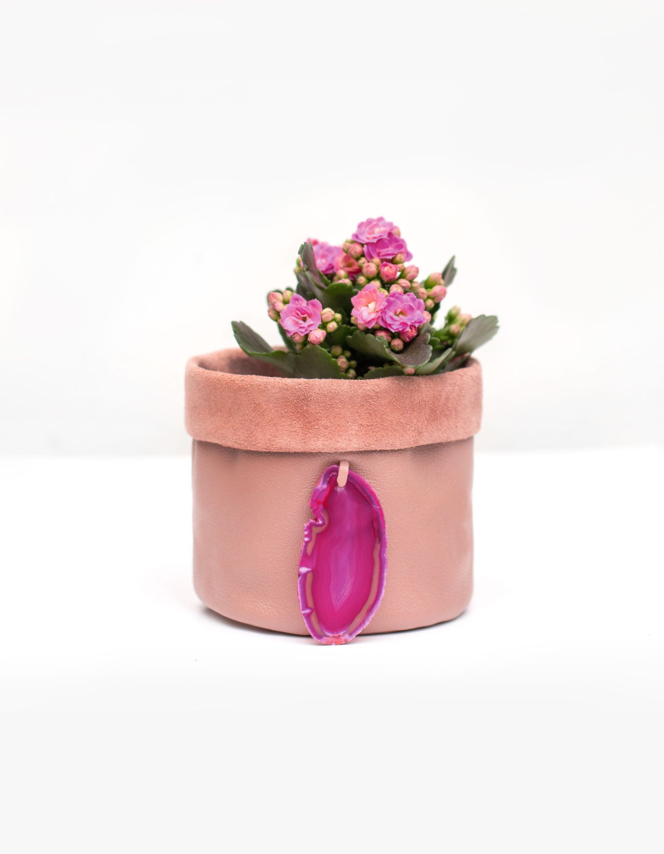 Cachepot de Couro Krystallos Rosa P