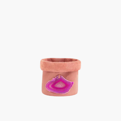 Cachepot de Couro Krystallos Rosa PP
