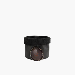 Cachepot de Couro Krystallos Preto PP