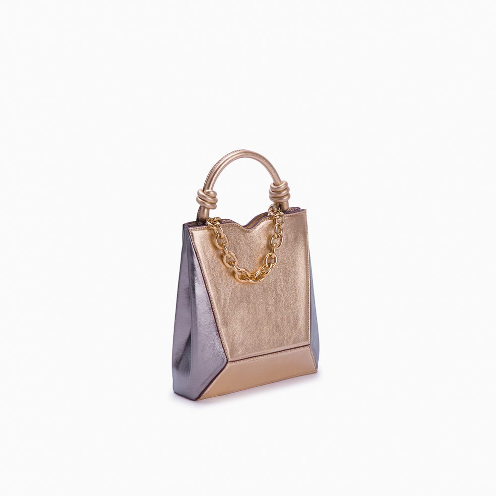 Bolsa Mini Tote Diamante Metalizado