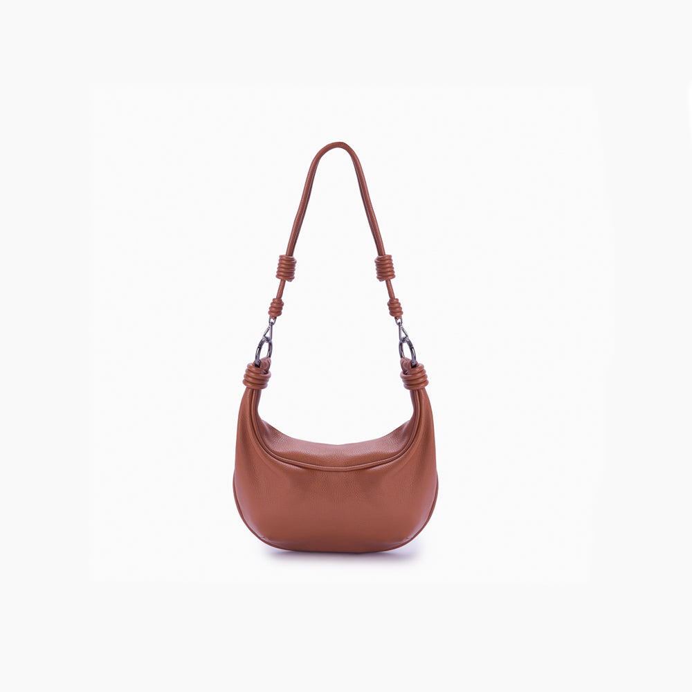 Bolsa de couro feminina Caramelo estilo Hobo, marca Soleah, alça longa crossbody