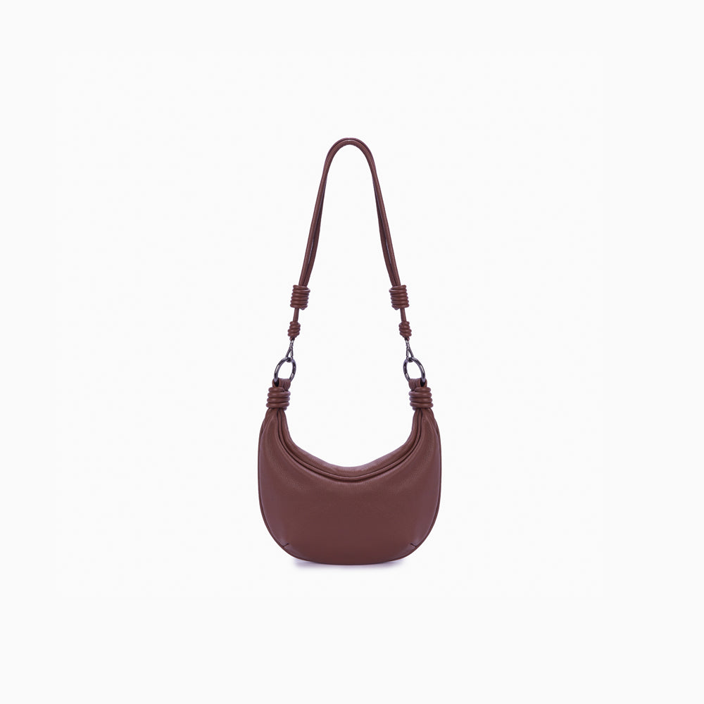 Bolsa de couro feminina Marrom estilo Hobo, marca Soleah, alça longa crossbody
