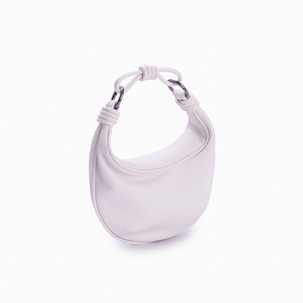 Bolsa de couro feminina Off White estilo Hobo, marca Soleah, posição da bolsa lateral com alça de mão