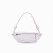 Bolsa de couro feminina Off White estilo pochete, marca Soleah, posição da bolsa de frente com alça ajustável
