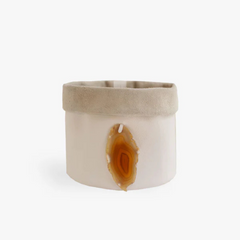 Cachepot de Couro Krystallos Off White P