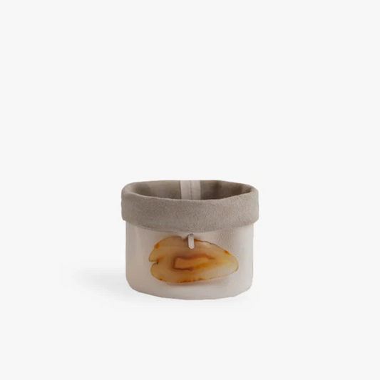 Cachepot de Couro Krystallos Off White PP