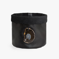 Cachepot de Couro Krystallos Preto M