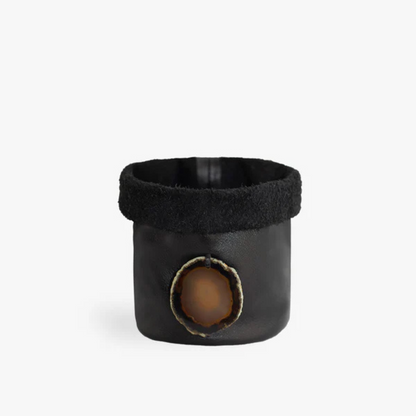 Cachepot de Couro Krystallos Preto P