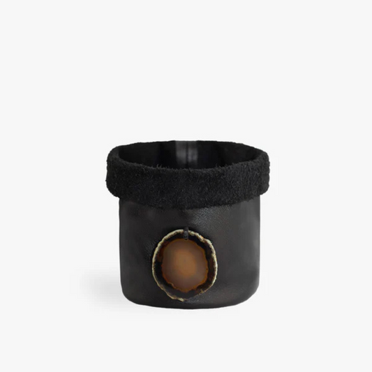 Cachepot de Couro Krystallos Preto P