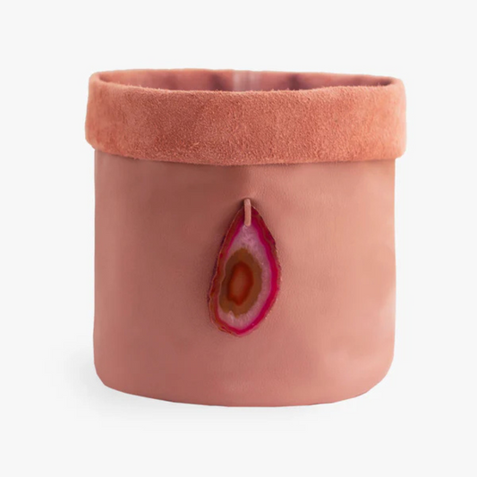 Cachepot de Couro Krystallos Rosa G