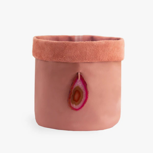 Cachepot de Couro Krystallos Rosa M