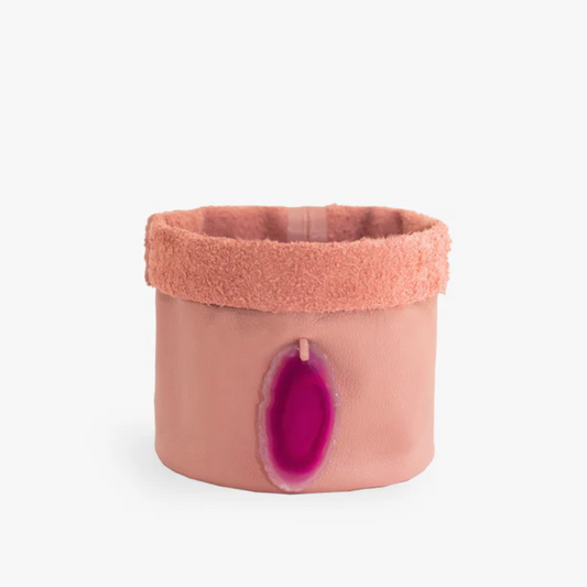 Cachepot de Couro Krystallos Rosa P