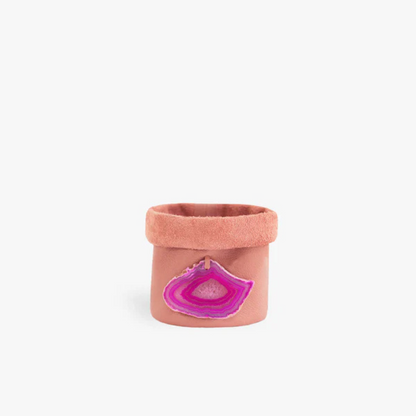 Cachepot de Couro Krystallos Rosa PP