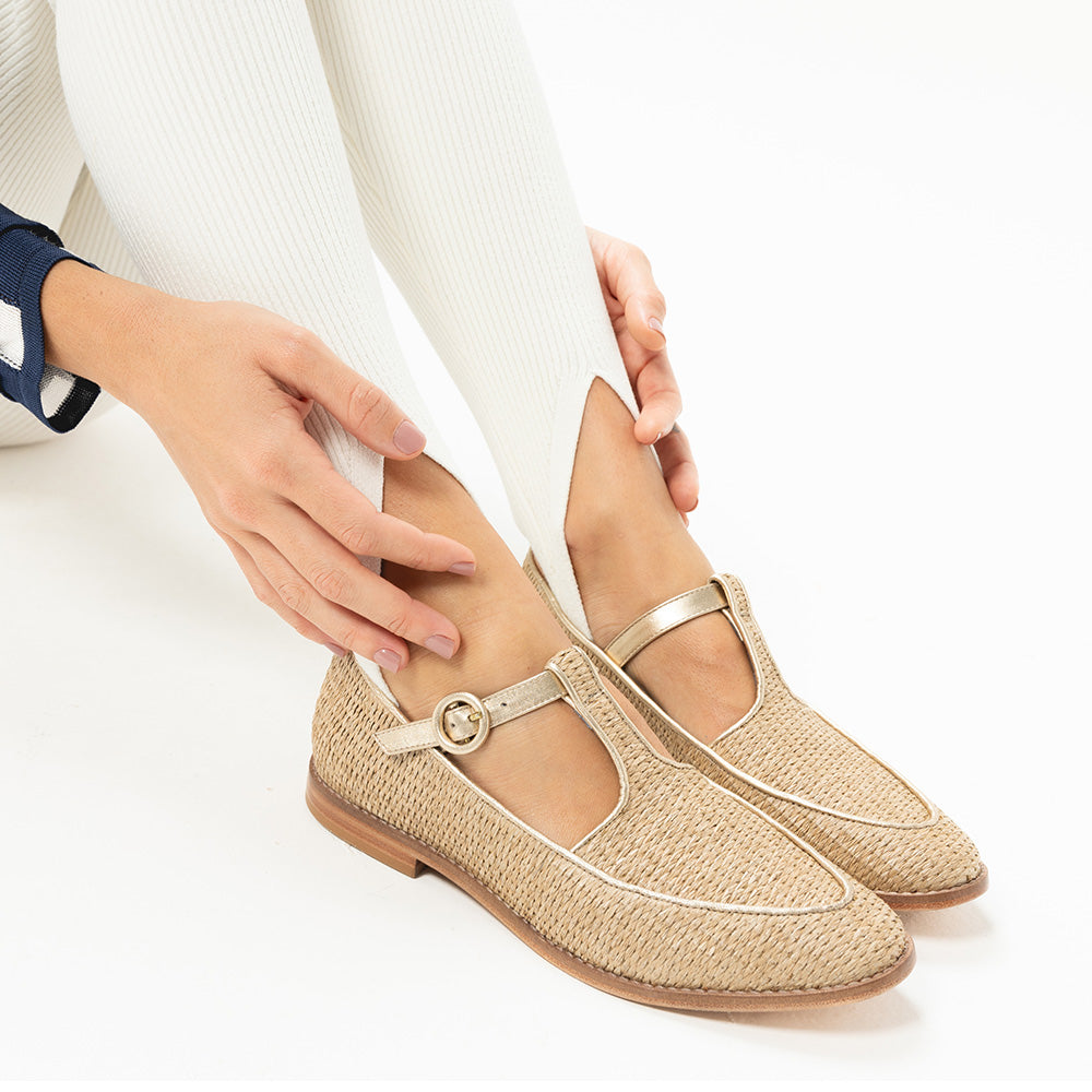 Loafer Buckle Palha Natural Blue Bird & Soleah Palha