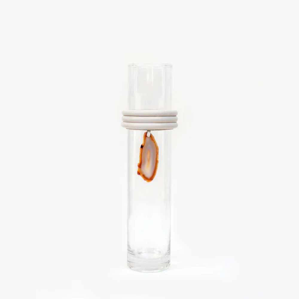 Vaso Alto de Vidro Krystallos Off White