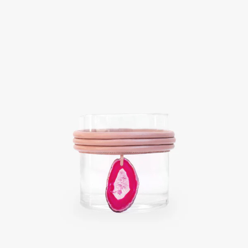 Vaso Baixo de Vidro Krystallos Rosa Claro