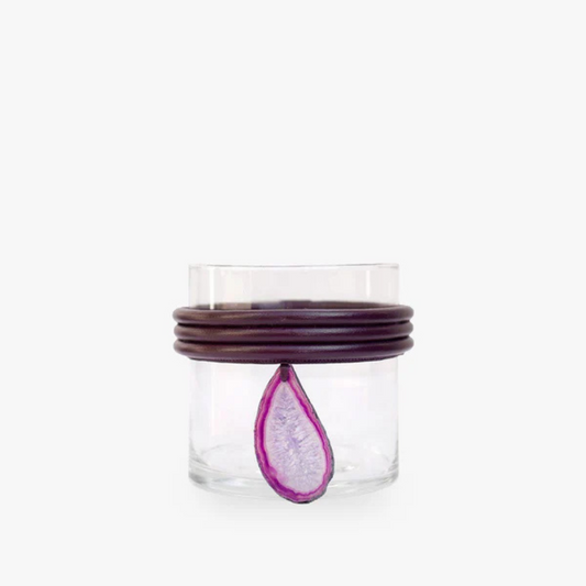 Vaso Baixo de Vidro Krystallos Roxo