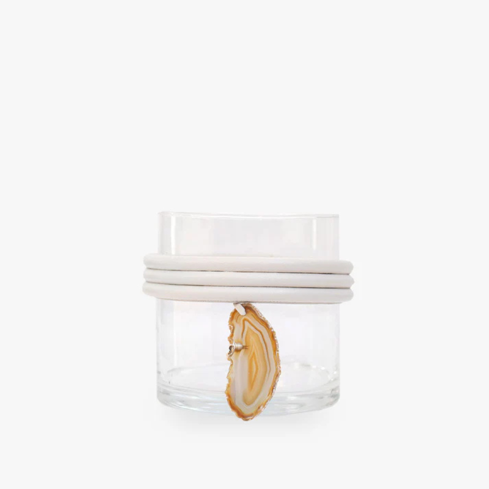 Vaso Baixo de Vidro Krystallos Off White