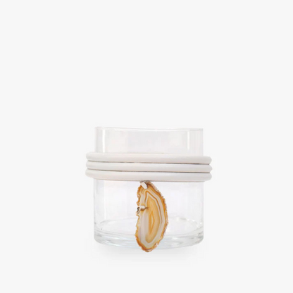 Vaso Baixo de Vidro Krystallos Off White