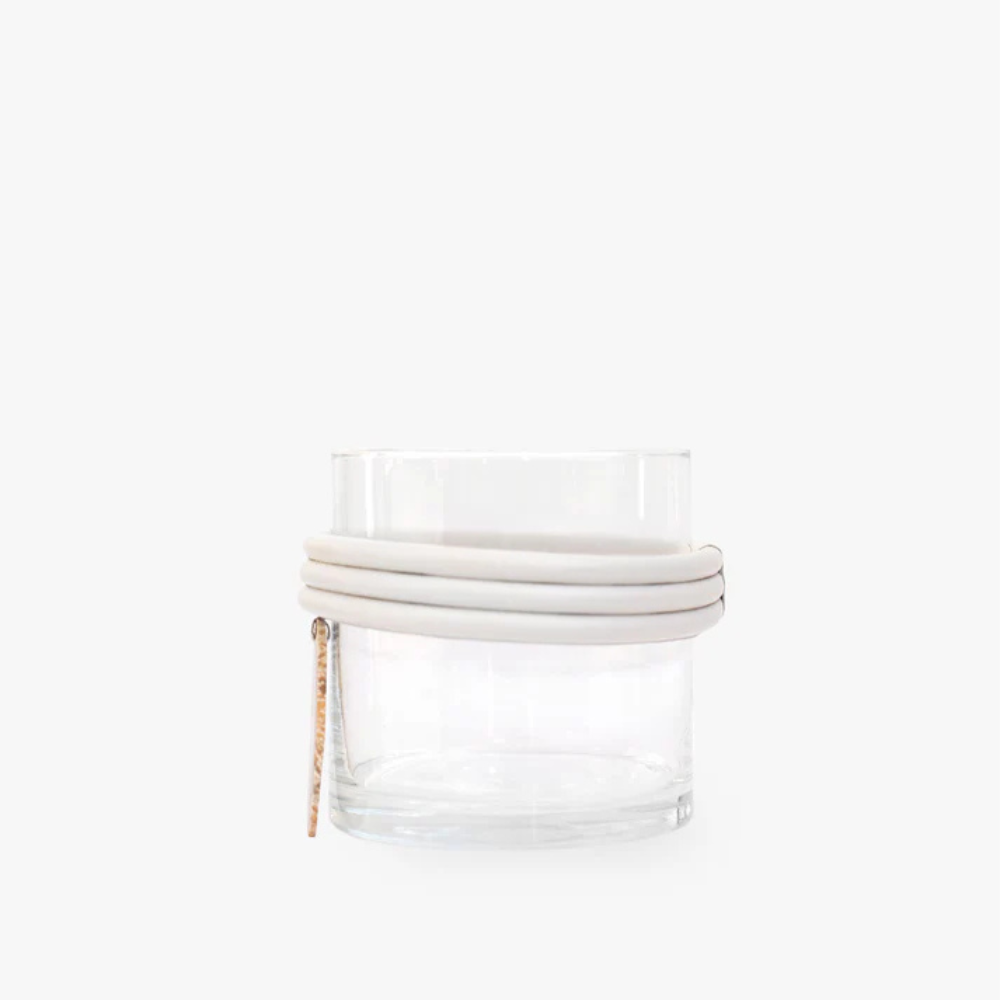 Vaso Baixo de Vidro Krystallos Off White
