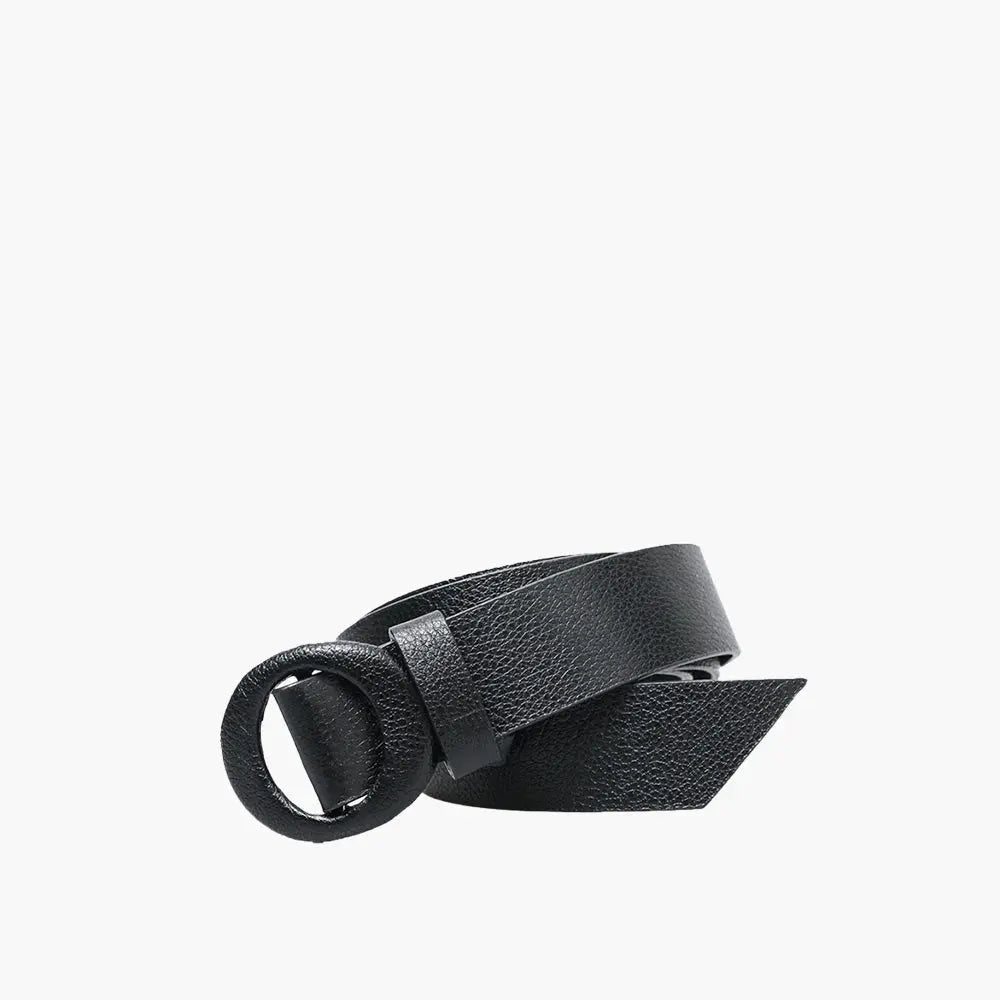 CINTO FINO FEMININO DE COURO KRYSTALLOS PRETO KRYSTALLOS