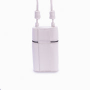 Estojo Loop Soleah em couro off white: estojo compacto, com formato retangular e alça curta para transporte; vista traseira, mostrando o acabamento posterior, a construção da peça e o couro.