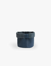 Cachepot de Couro Krystallos Azul PP