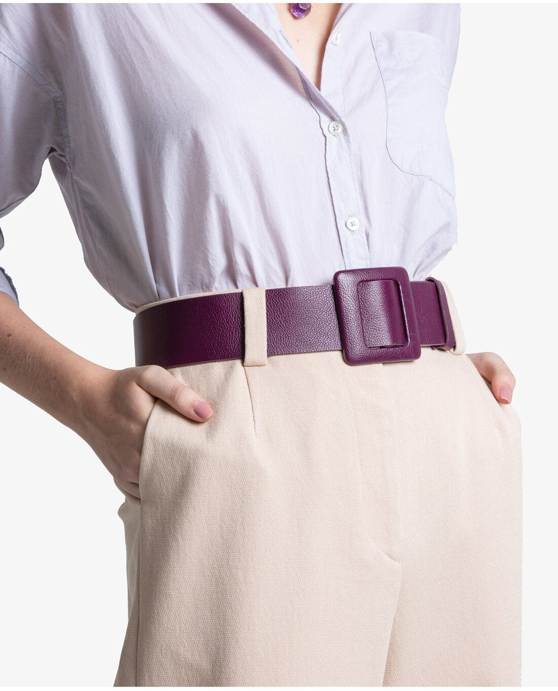 CINTO FEMININO DE COURO KRYSTALLOS OFF WHITE