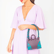 Alça Trançada Cadíz Roxo Beringela com Verde Alga Marinha