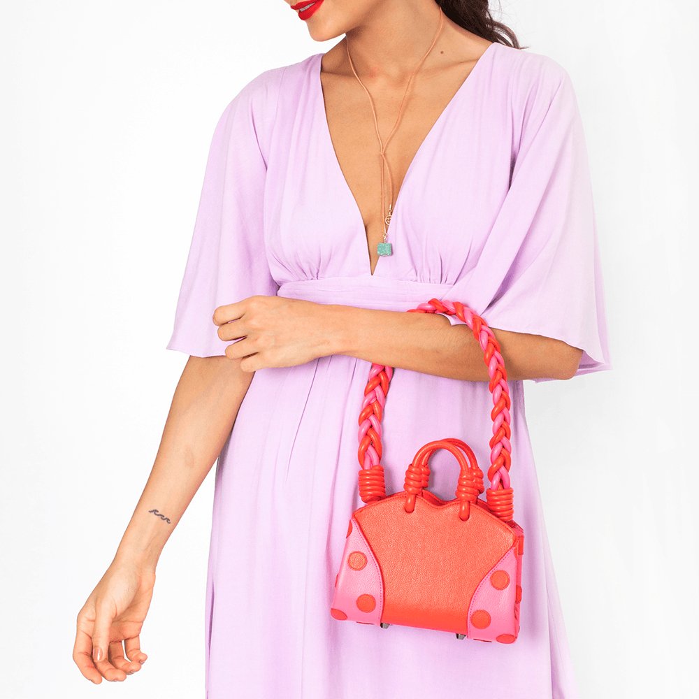 Alça Trançada Cadíz Vermelho Pop Red com Rosa Pink Gum