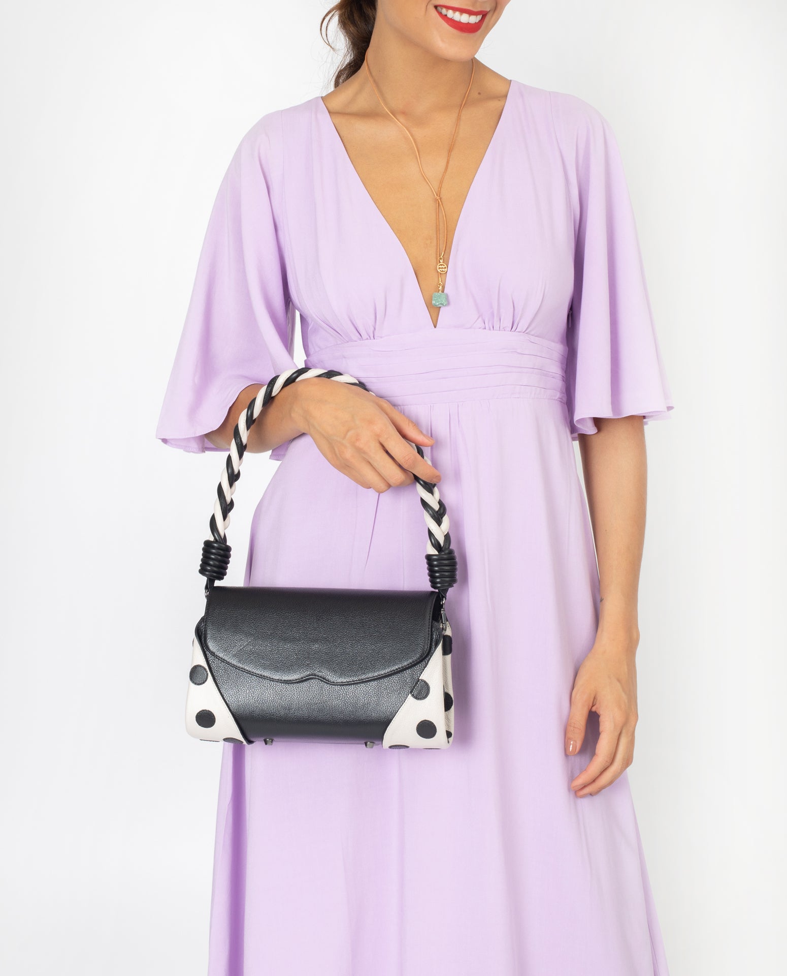 ALÇA TRANÇADA CADÍZ PRETA COM OFF WHITE | Soleah