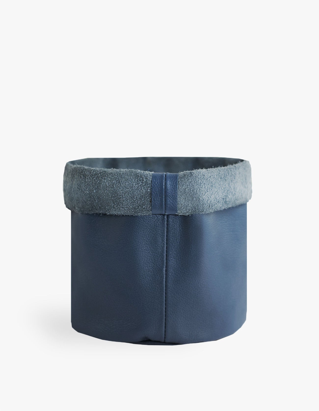 Cachepot de Couro Krystallos Azul M