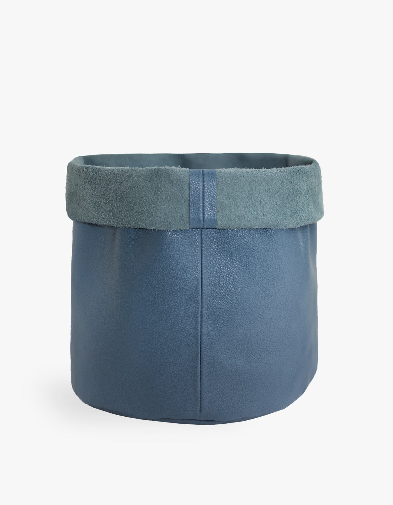 Cachepot de Couro Krystallos Azul G
