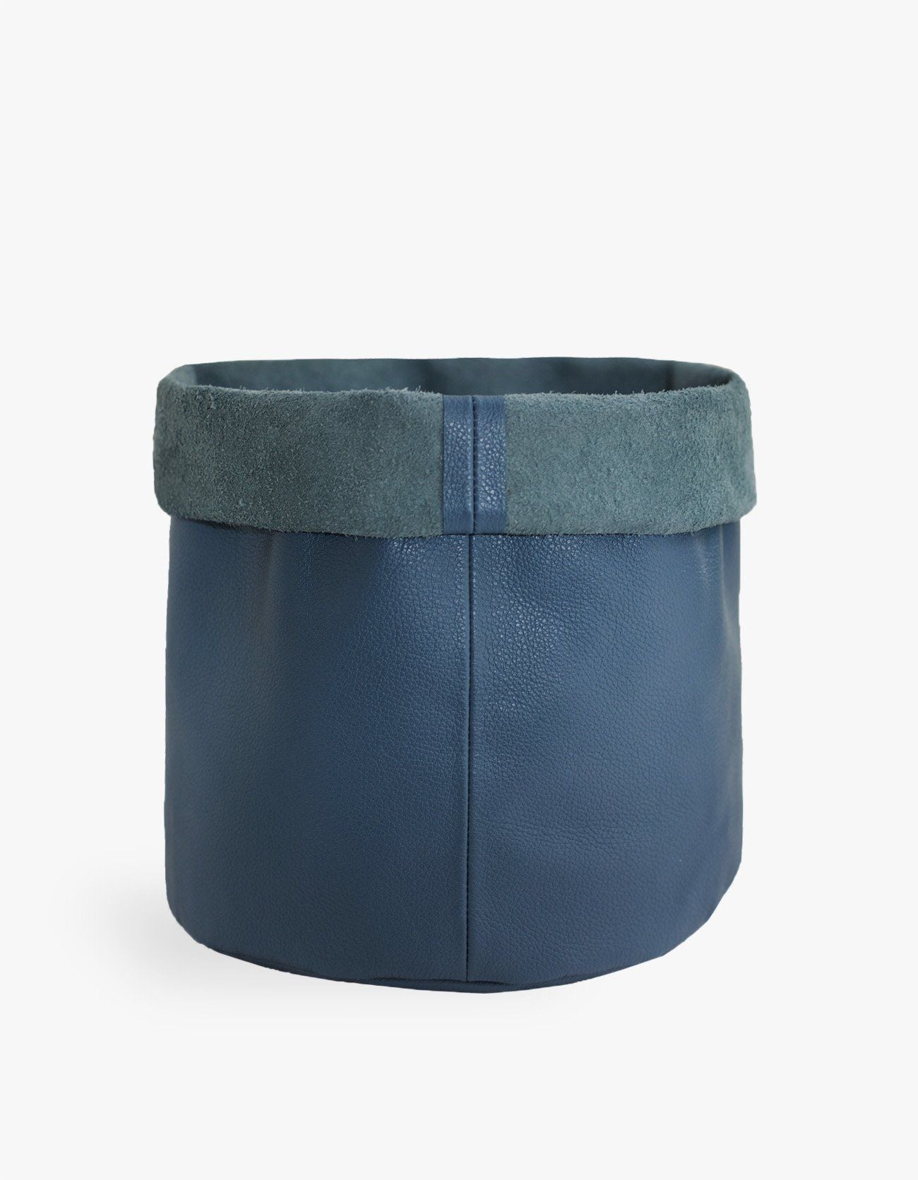 CACHEPOT DE COURO KRYSTALLOS AZUL