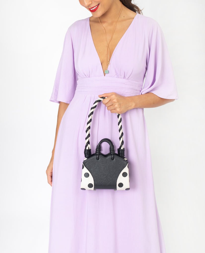 ALÇA TRANÇADA CADÍZ PRETA COM OFF WHITE | Soleah
