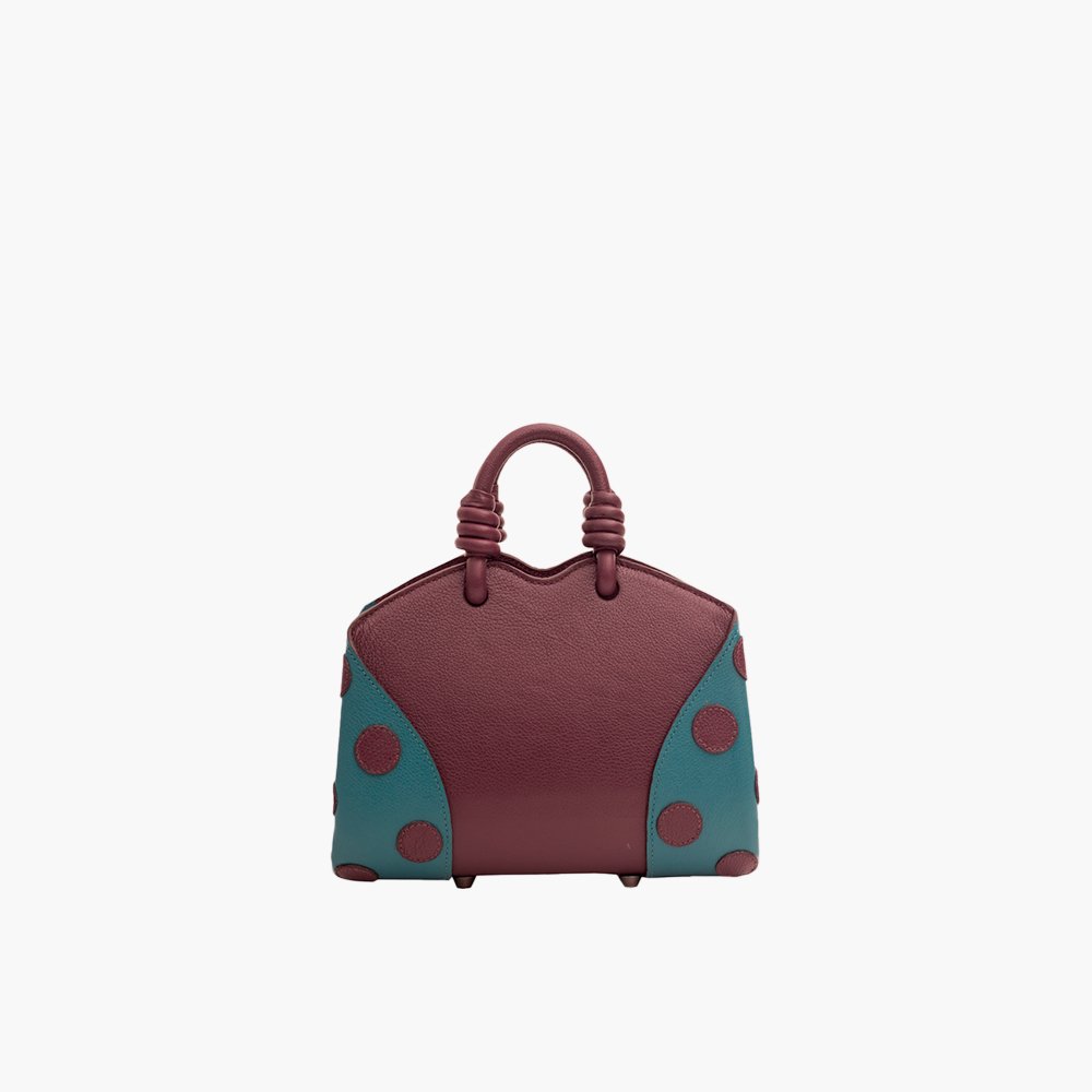 Bolsa Baby Baú Carmen Roxo Berinjela com Verde Alga Marinha