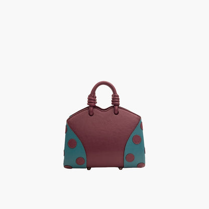 Bolsa Baby Baú Carmen Roxo Berinjela com Verde Alga Marinha