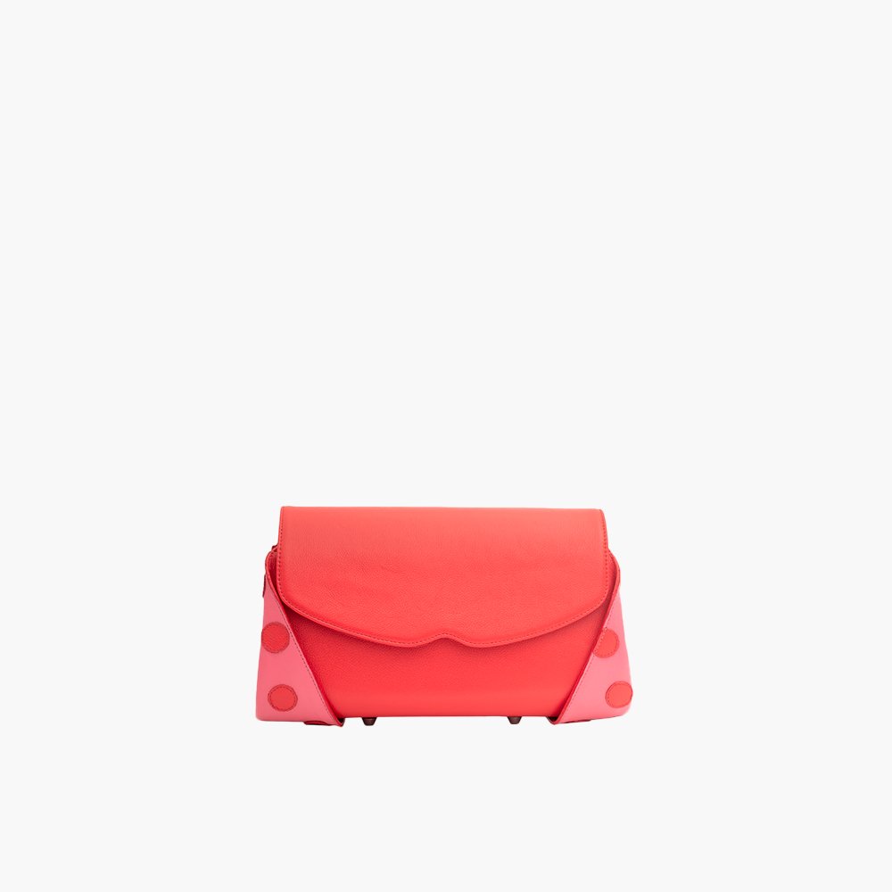 Bolsa Baguette Amaya Vermelho Pop Red com Rosa Pink Gum