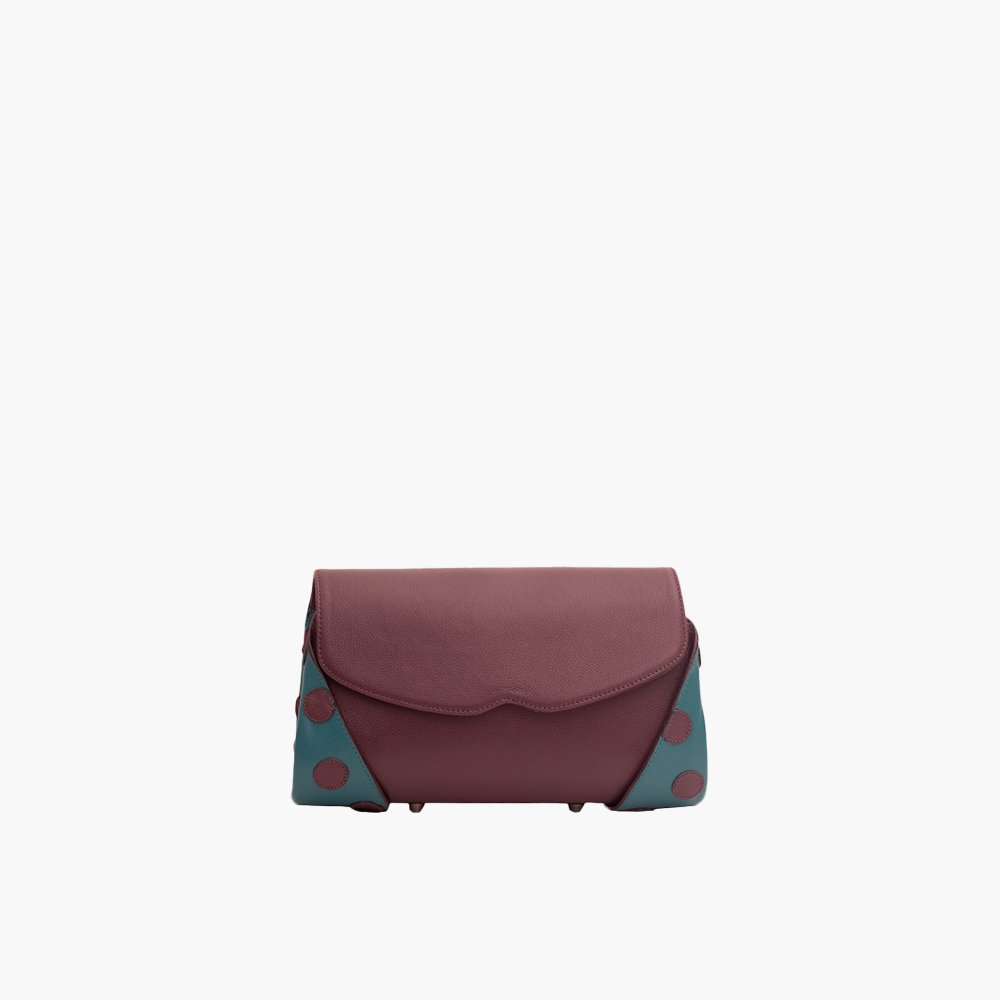 Bolsa Baguette Amaya Roxo Berinjela com Verde Alga Marinha