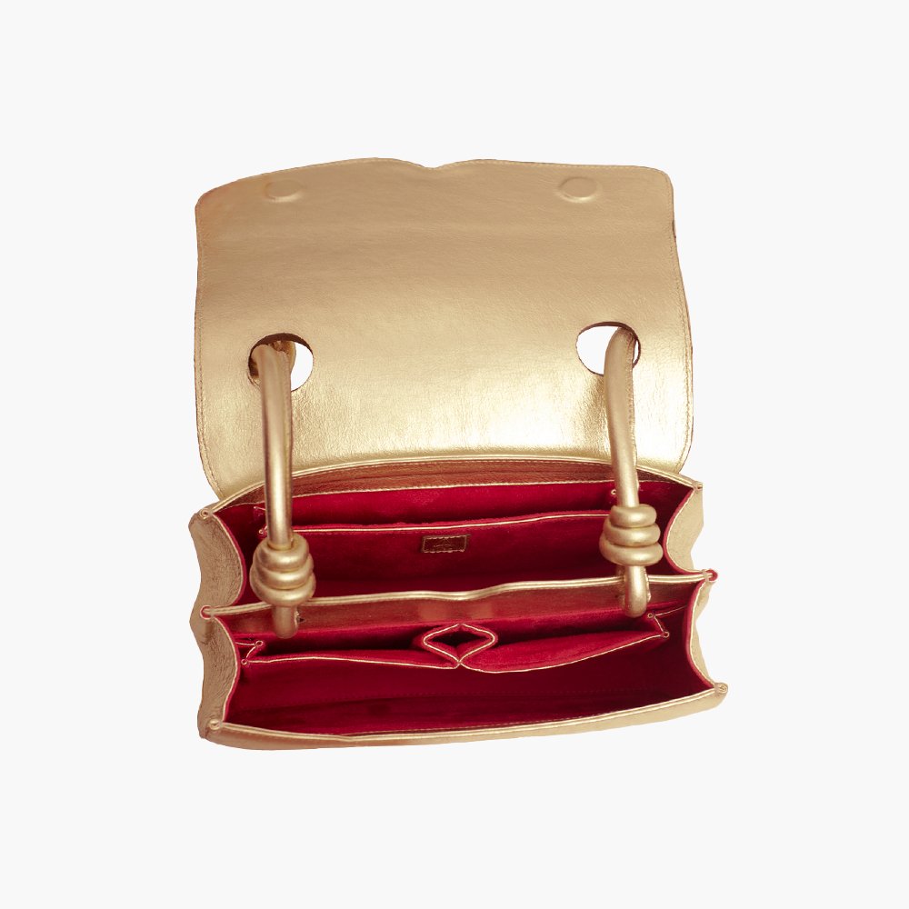 Bolsa de Couro Elemento Diamante Ouro