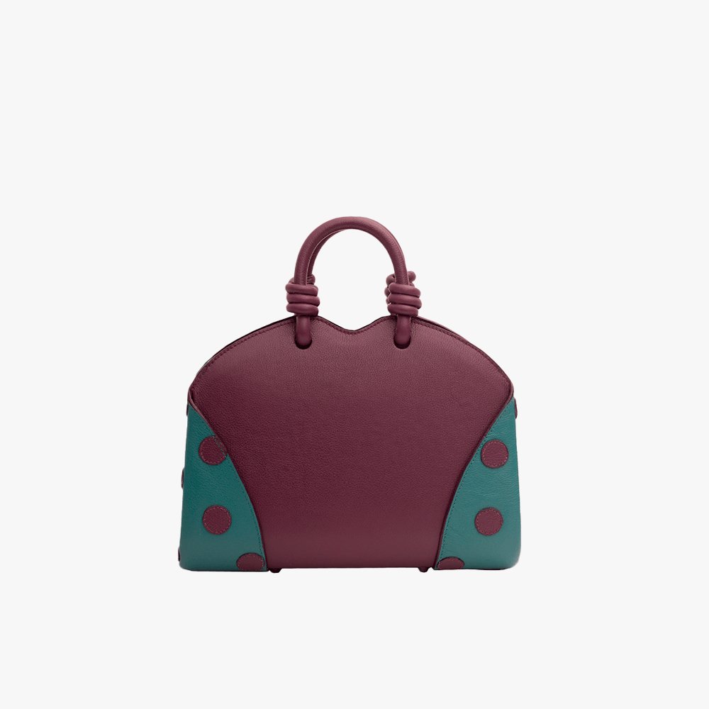 Bolsa Mini Baú Carmen Roxo Berinjela com Verde Alga Marinha